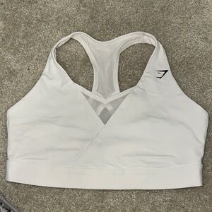 Gymshark White Racerback Sports Bra with mesh detail